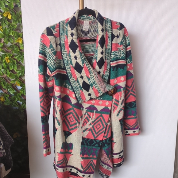 Pink Owl deer Christmas Cardigan, Medium Size - Picture 3 of 9